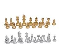 HUSHUI 32 Pièces D'échecs, Pièces D'échecs de Remplacement en Or et Argent avec Figurines Royales de 1,93 Pouces, pour Adultes et Enfants, Fête en Famille, Voyage, Camping