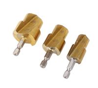 HUSHUI 3PCS PPR Alésoir Bits, Haute Teneur en Carbone en Acier PVC Raccord Expander Étape Foret Kit Hex Shank 19mm 24mm 31mm, avec Tige Standard pour Tuyaux en Plastique PVC PPR