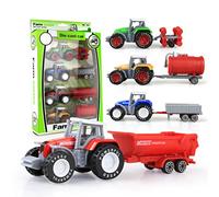 HUSHUI 4 pièces Alliage Tracteur agricole Ensemble de Jouets d'ingénierie modèle de Voiture véhicules agricoles Jouets tracteurs Voiture Jouet pour Enfants Enfants garçons