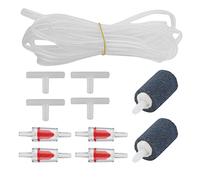 HUSHUI Accessoires de Pompe à Air D'aquarium, Kit Complet avec Clapet Anti-Retour Cylindrique en Pierre à Air et Tuyau d'eau à 3 Voies, pour Pompes à Air D'aquarium Standard