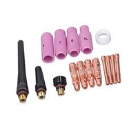 HUSHUI Accessoires de Torche de Soudage 16 Pièces, Capuchon de Pression de Buse en Céramique, Pinces de Corps D'électrode, Kit de Couverture Avant en PTFE, avec Matériau en Cuivre,