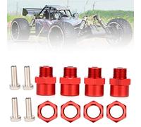 HUSHUI Adaptateur Hexagonal de Roue de Voiture RC, Kit de Conversion en Métal 4 Pièces avec écrous et Broches Hexagonaux, pour Voiture à échelle D4 HSP 94123 1 10 (Rouge)