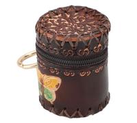 HUSHUI Adorable mini sac à clés en cuir PU pour câble de données et rouge à lèvres, design vintage avec fermeture éclair, poids léger avec texture, choix idéal, facile à, a