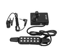 HUSHUI Amplificateur de Micro de Guitare avec 12 Trous Sonores et Contrôle du Volume pour Performances Acoustiques, ABS Noir, Microphone et Câble Inclus