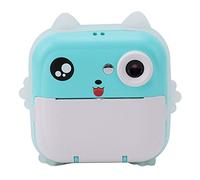 HUSHUI Appareil Photo à Impression Numérique pour Enfants, Appareil Photo à Impression et Vidéo HD 24 MP avec Autocollant Bighead, Reconnaissance Faciale AI, pour Enfants Garçons (Bleu Vert)