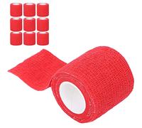 HUSHUI Bandage élastique Jetable, Enveloppement de Bandage en Tissu Non tissé Auto-adhésif avec Antidérapant à Haute Friction, pour Poignées de Machine, Pansement de Photographie de (Rouge)