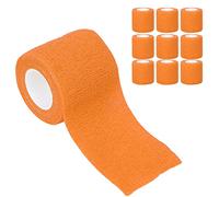 HUSHUI Bandage élastique Jetable, Enveloppement de Bandage en Tissu Non tissé Auto-adhésif avec Antidérapant à Haute Friction, pour Poignées de Machine, Pansement de Photographie de (Orange)