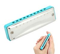 HUSHUI Blues Harmonica Organe Buccal Compact et Portable, Haute Brillance, étanche pour Débutants et Professionnels, Couvercle en Acier Inoxydable à 10 Trous (Bleue)