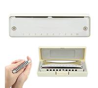 HUSHUI Blues Harmonica Organe Buccal Compact et Portable, Haute Brillance, étanche pour Débutants et Professionnels, Couvercle en Acier Inoxydable à 10 Trous (Blanche)