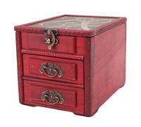 HUSHUI Boîte à Bijoux à Coffre au Trésor Vintage avec 3 Tiroirs Boîte Antique en Bois, Organisateur de Bijoux pour Lettre de Collection, fabriqué à Partir de Matériaux Premium