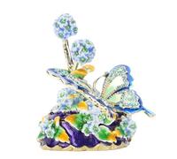 HUSHUI Boîte à Bijoux en émail, Organisateur de Bibelots en Alliage de Zinc Exquis Minimaliste avec Motif Floral, pour le Stockage de Bijoux de Décoration de la Maison