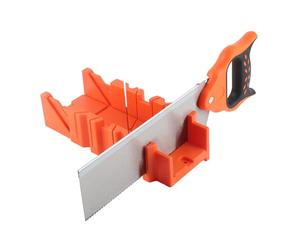 HUSHUI Boîte à Onglets de Serrage en Plastique ABS avec Scie Haute Résistance pour le Travail du Bois, Coupe D'angles 90° 45° 22,5° pour les Artisans de la Décoration de la Maison, Acier allié SK5,