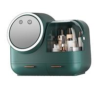 HUSHUI Boîte de Maquillage avec Ventilateur Miroir, Grande capacité avec Lumière LED pour Femmes, Mallette de Rangement de Maquillage élégante (Verte)
