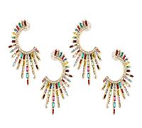 HUSHUI Boucles D'oreilles en Métal en Forme de C Magnifiques Boucles D'oreilles de Mode Géométriques Semi-circulaires en Alliage pour les Fêtes ou les Dîners, 65x41 Mm, 2 Paires