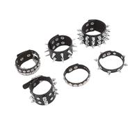 HUSHUI Bracelets Cloutés à Pointes, 6 Pièces Rivets Punk en Cuir PU Bouton-pression Réglable Manchette de Poignet pour Hommes Femmes, avec Ajustement Confortable et Rivets Sécurisés (Ensemble de 6