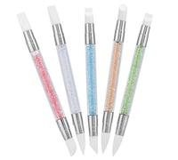 HUSHUI Brosse à Ongles 5 Pièces, Stylo à Double Pointe en Silicone pour Sculpter la Poudre Collante de Gaufrage, avec un Design Ergonomique, Accessoires de Nail Art Doux et