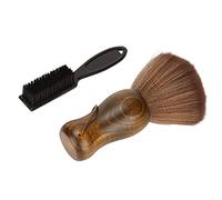 HUSHUI Brosse à Plumeau pour le Cou, Nettoyage Rapide, Poils en Nylon pour Salon de Coiffure, avec Manche en Bois et Brosse en Plastique, 2 Pièces