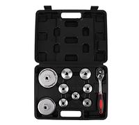 HUSHUI Capuchon de clé de Filtre à Huile Universel, Ensemble de 10 Pièces Couvercle de Manchon en Alliage de Chrome Vanadium avec étui de Transport Robuste, pour Retirer le Boîtier de