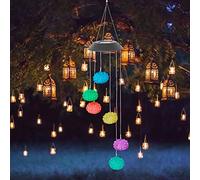 HUSHUI Carillon éolien Solaire LED en Plastique, Lampe Décorative à Couleur Changeante, pour Jardin Extérieur, Patio, Longueur 67cm (Lampe Carillon à Vent oursin)