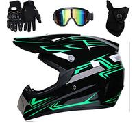 HUSHUI Casque de motocross professionnel Dirt Bike Offroad Casque de moto Set Full Face VTT avec lunettes de protection, gants, masque facial