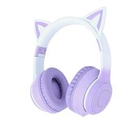 HUSHUI Casque D'écoute de Jeu sans Fil Bluetooth 5.3, Mignon, avec Lumière LED, pour Les Jeux et Les Voyages, dans Un Ajustement Confortable (Violet)