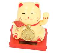 HUSHUI Chat de Fortune Solaire de 2 Pouces, Chat à Bras Ondulant Porte-Bonheur à énergie Solaire avec Panneau intégré, pour la Maison, Le Bureau, la Voiture, Le Tableau de Bord, (Jaune)