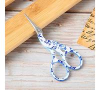 HUSHUI Ciseaux Grue Rétro Outils de Couture Faits à la Main pour la Broderie et la Couture-ciseaux en Acier Inoxydable de Haute qualité (Couleur porcelaine fleur (petit bleu))