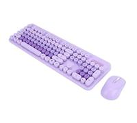 HUSHUI Clavier et Souris sans Fil Mignons, Style Machine à écrire Rétro 2,4 GHz avec Touches Rondes et Silencieux, pour PC, Ordinateur Portable, Bureau, 10 8 7 (Violette)