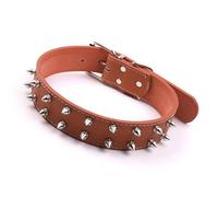HUSHUI Collier pour Chien de Style Punk avec Pointes Réglables pour Chiens de Taille Moyenne à Grande, Conception de Rivets en Cuir PU à la Mode (Café)