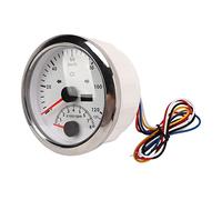 HUSHUI Compteur de Vitesse GPS avec Tachymètre 8000 Tr/min et Rétroéclairage pour Véhicules Marins et VTT, Acier Inoxydable 85 Mm, étanche (Cadran blanc lunette argentée)