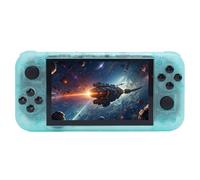 HUSHUI Console de Jeu Portable, écran IPS 5 Pouces, Lecteur de Jeu Vidéo Portable 2 Go DDR4, Carte Mémoire 64 Go, avec 19 émulateurs et éclairage de Joystick RVB, pour Système (Vert Transparent)