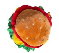 HUSHUI Couvre-Chef en Forme de Hamburger pour Chat, Joli Chapeau en Peluche pour Animaux de Compagnie, pour Fêtes et Séances Photos, Taille Réglable, Matériau Souple, 1 unité (M)