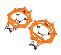 HUSHUI Crampons à Glace 2 Pièces, Chaîne en Acier Inoxydable avec 8 Pointes, Poignées à Neige Antidérapantes pour Chaussures, avec Sac de Rangement, pour la Randonnée, la Marche, (Orange)