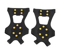 HUSHUI Crampons à Glace 2 Pièces, Pointes Antidérapantes en Caoutchouc Durable et en Acier Inoxydable avec Conception Pliable, pour la Randonnée, L'alpinisme, la Course à Pied et Le (L)