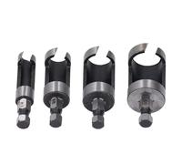 HUSHUI Cutter de Bougie à Bois de 4 PCS, Bit de Perceuse en Liège en Acier en Carbone avec Tige Hexagonale 1/4 Pouces pour le Travail du Bois 1/4 3/8 1/2 5/8 Pouces de Diamètre