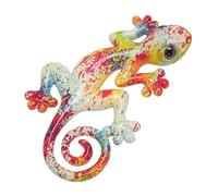 HUSHUI Décoration Murale Gecko, Sculpture de Lézard Grimpant 3D avec Motif coloré Peint à la Main, pour Terrasse, Clôture, Porche, Jardin, Porte, Fenêtre (LM9001A-3)