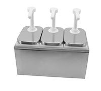 HUSHUI Distributeur de Sauce Station de Pompe à Condiments en Plastique et en Acier Inoxydable Distributeur de Sauce pour la Cuisine et la Maison (Pompe triple 2L)