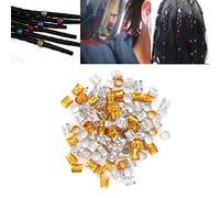HUSHUI Dreadlocks Colorés Réglables, Anneaux de Tresse de Cheveux pour la Décoration des Cheveux, 100 Pièces, Perles de Tresse, Manchettes pour Accessoires de Perruque (Or et argent mélangés)