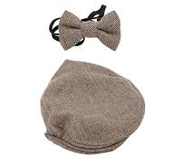 HUSHUI Ensemble D'Accessoires de Photographie à Casquette Plate pour Nourrissons, Accessoires Nœud Papillon élégants pour Photographie de bébé, Matériau en Mélange de Coton de 0 à 1 Mois (Casquette