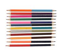 HUSHUI Ensemble de 12 Crayons Effaçables Double Face pour Dessiner et écrire des Devoirs - Bois Composite de qualité Supérieure, Pré-affûtés, Couleurs Vives (12 = 24 crayons de couleur doubles)