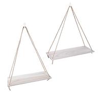 HUSHUI Ensemble de 2 étagères de Rangement Murales en Bois, élégantes, Flottantes, pour la Décoration de la Maison, Salon, Chambre à Coucher, Bois Naturel (Couleur du Naturel)