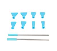 HUSHUI Ensemble de 2 Pailles en Acier Inoxydable et 8 Buses de Soufflage, Fournitures Multifonctions pour Peinture Acrylique (Bleu)