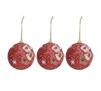 HUSHUI Ensemble de 3 Boules de Noël en Mousse Légère, Décorations d'arbre de Noël pour Les Fêtes de Fin D'année (Rouge)