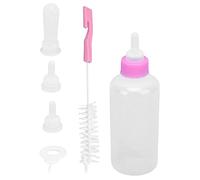HUSHUI Ensemble de Biberons pour Animaux de Compagnie avec Tétines en Silicone pour Chatons et Chiots Nouveau-nés - Capacité de 1,7 Oz, Matériaux de qualité Alimentaire, Comprend Une Brosse à (Rose)
