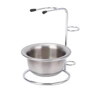 HUSHUI Ensemble de Bols de Support de Rasage, Support de Blaireau en Métal, Support de Savon en Acier Inoxydable avec Bol Moussant épais, pour Brosse à Barbe, équipement de Rasage