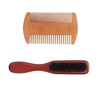 HUSHUI Ensemble de Brosses et Peignes à Barbe avec Poils Naturels pour Soigner et Adoucir la Barbe - Cadeau Parfait pour les Hommes en Bois Composite - Comprend 1 Peigne et 1 Brosse