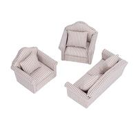 HUSHUI Ensemble de Canapés Miniatures, Accessoires de canapé Doux pour Maison de Poupée, pour Faire Semblant de pour Les Enfants de 3 Ans et Plus, en Bois de Hêtre avec Oreillers