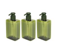 HUSHUI Ensemble de Flacons à Pompe de 280 ML pour Shampoing Lotion et Savon Liquide, Design étanche pour la Maison ou Les Voyages, Vert Noirâtre élégant, 3 Pièces