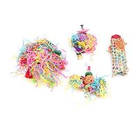 HUSHUI Ensemble de Jouets Colorés pour Perroquets, pour Mâcher et Grimper dans des Cages à Oiseaux, 4 Pièces en Bois et Papier écologiques