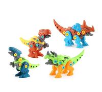 HUSHUI Ensemble de Jouets Dinosaures à Démonter, Flexible, Améliore L'imagination, Jouet de Construction éducatif pour Enfants âgés de 3 à 8 Ans, fabriqué en Matériau ABS, 4 Dinosaures Inclus